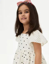 Pure Cotton Polka Dot Dress (2-8 Yrs) M&S Collection